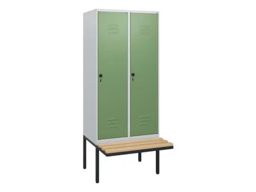 locker met bank,HxBxD 1950x800x815mm,2vak,vak B 400mm,draaigrendel