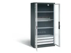 acculaadkast 1950x930x500mm 5stekkerdozen 230V cil.-slot front RAL7035
