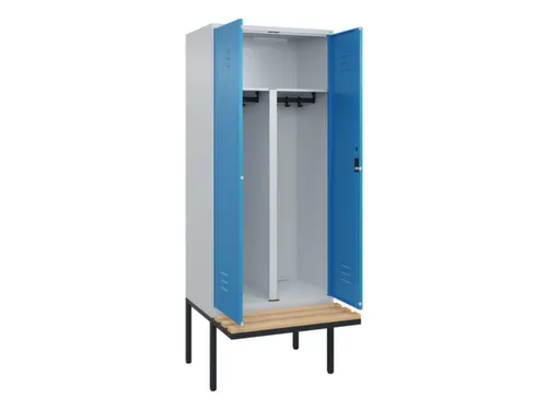 PBM-locker met bank,HxBxD 2120x800x815mm,2vak,vak B 400mm,cil.-slot