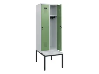 locker met bank,HxBxD 1950x600x815mm,2vak,vak B 300mm,draaigrendel - 1