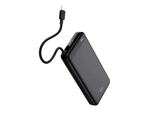 Powerbank Trust Fiera 20.000 met kabel 2 USB-poorten zwart