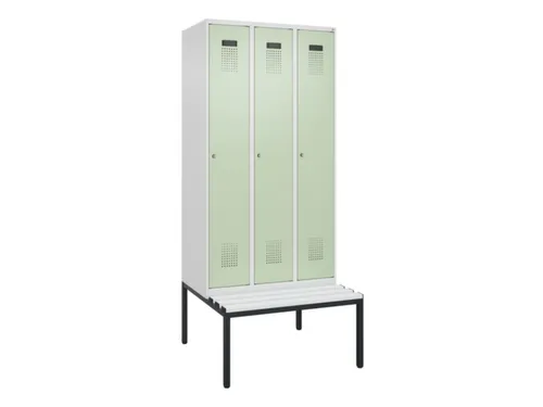 locker met bank,voor scheiding van kleding,HxBxD 2120x900x815mm,3vak
