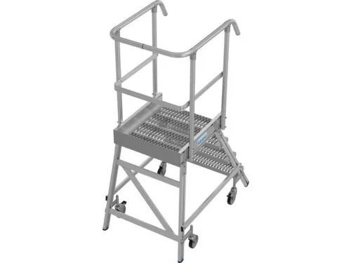 bordestrap,verrijdbaar,bordes H 1m,4treden m. R13-laag,aluminium