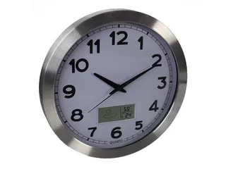 Aluminium Wandklok Lcd-display Thermometer Hygrometer & Weer 35.5cm - 3