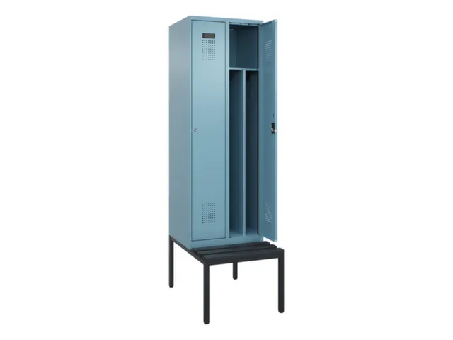 locker met bank,voor scheiding van kleding,HxBxD 2120x600x815mm,2vak