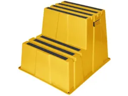 opstapje,bordes H 500mm,2treden m. antislipmatten,HDPE,geel