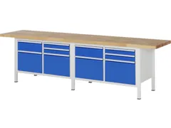 werkbank,HxBxD 840-1040x3000x700mm,beukblad,draagverm. 1250kg