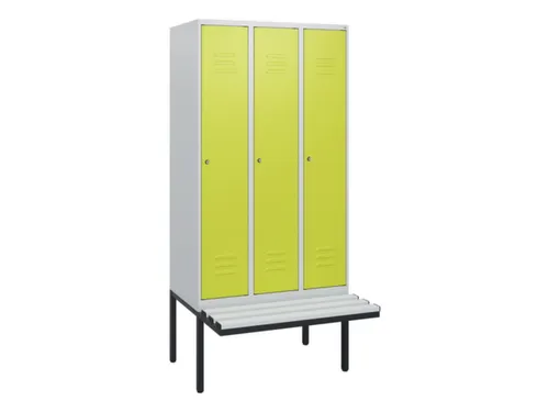 locker met bank,HxBxD 1950x900x815mm,3vak,vak B 300mm,cil.-slot