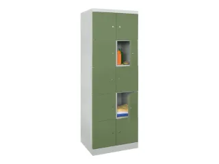 lockerkast,HxBxD 1800x600x500mm,2x5vakken,RAL7035,front RAL6011 - 2