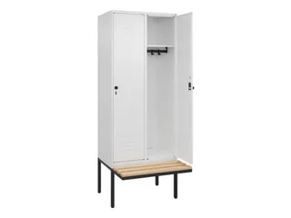 locker met bank,HxBxD 2120x800x815mm,2vak,vak B 400mm,draaigrendel - 2