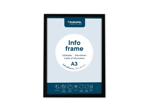 Infokader Europel zelfklevend A3 zwart