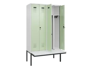 PBM-locker met bank,HxBxD 2120x1200x815mm,4vak,vak B 300mm - 1