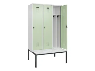 locker met bank,voor scheiding van kleding,HxBxD 2120x1200x815mm,3vak - 1