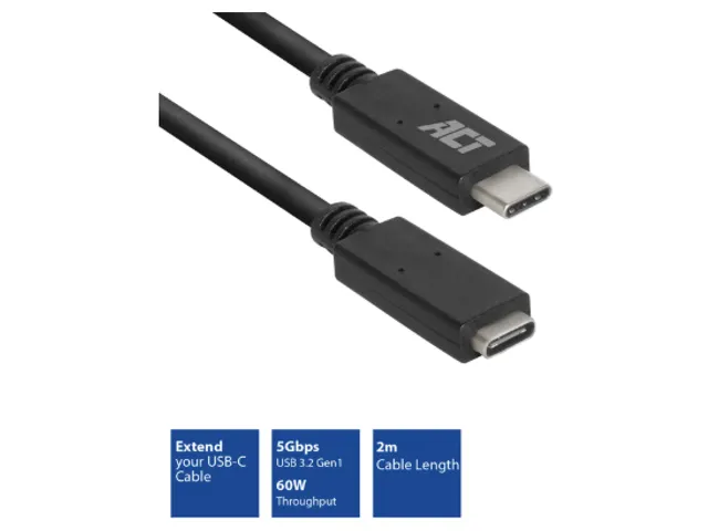 Kabel ACT USB 3.0 to USB-C verlengkabel 2m