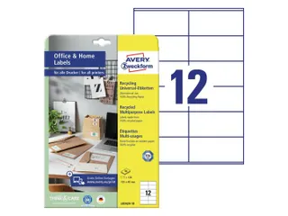Etiket Avery Zweckform LR3424-10 105x48mm recycled Wit 120 stuks - 1