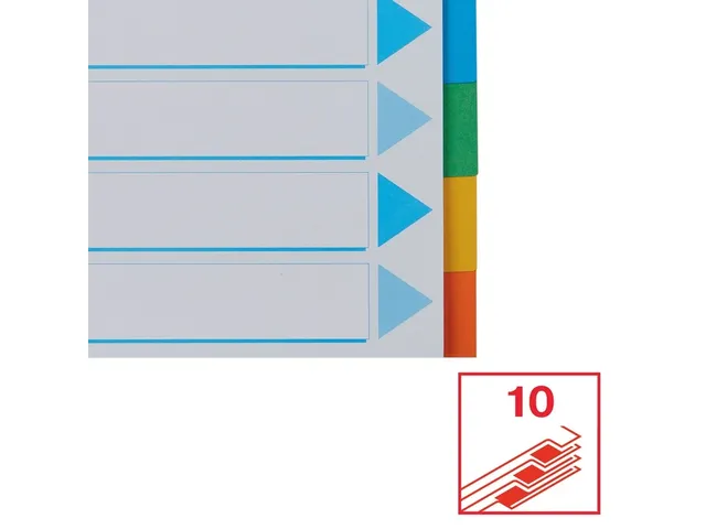 Tabbladen Esselte A4 11-gaats Karton 10-delig Assorti