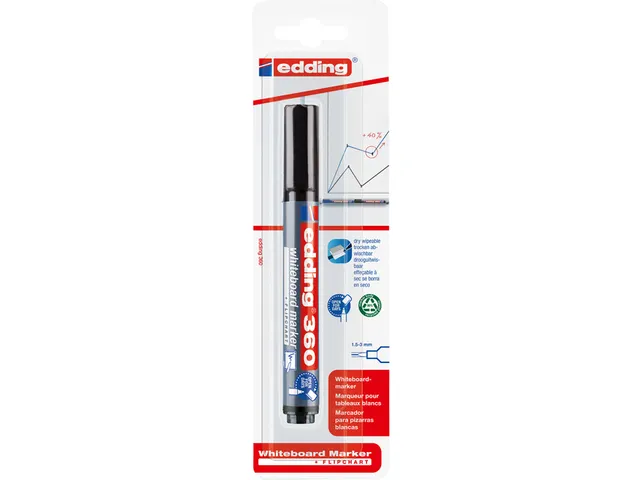 Whiteboardmarker edding 360 rond 1.5-3mm zwart blister