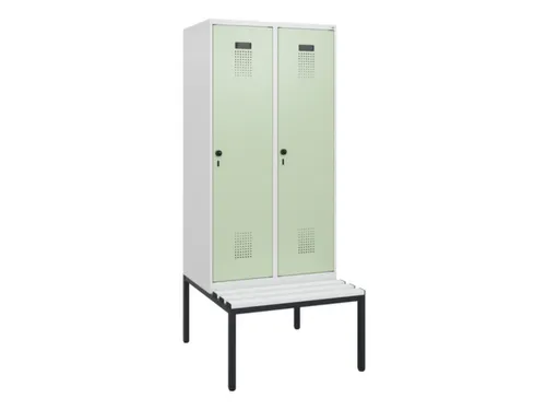 locker met bank,HxBxD 1950x800x815mm,2vak,vak B 400mm,draaigrendel