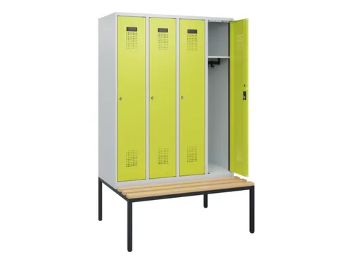 locker met bank,HxBxD 1950x1200x815mm,4vak,vak B 300mm,cilinderslot