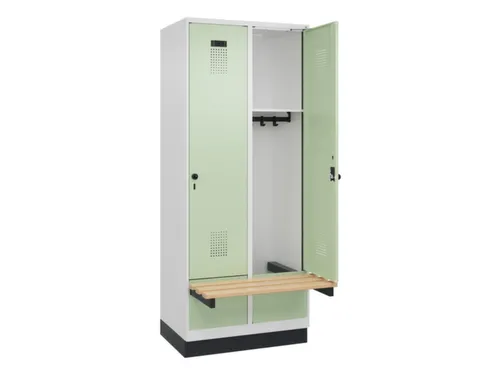 locker met bank,HxBxD 1950x800x815mm,2vak,vak B 400mm,draaigrendel