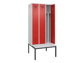 locker met bank,voor scheiding van kleding,HxBxD 2120x900x815mm,3vak - 1