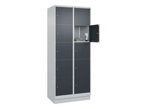 lockerkast,HxBxD 1950x800x500mm,2x5vakken,vak B 400mm,cil.-slot,sokkel