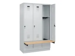 locker met bank,HxBxD 1950x1200x815mm,3vak,vak B 400mm,draaigrendel