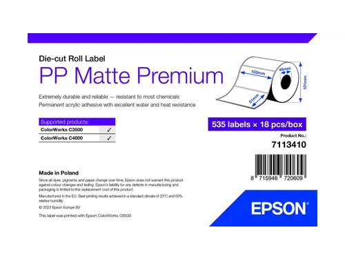 Epson 7113410, Wit, Zelfklevend printerlabel, Gestanste etiket, Rol, I