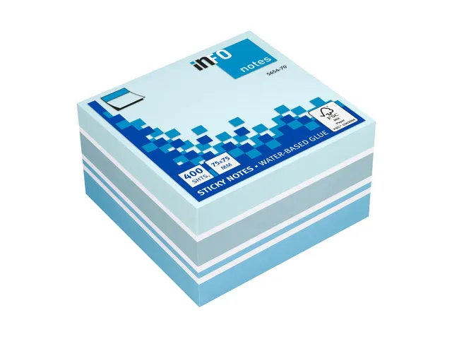 Bloc cube Info Notes 75x75mm nuances bleu 400 feuillets
