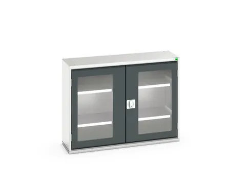 vitrinekast 800x1050x350mm 2xStalen bodem romp RAL7035 front RAL7016