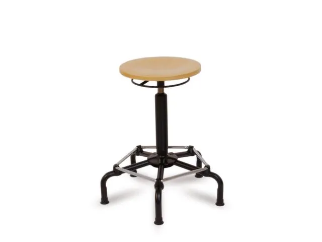 Draaikruk 630-880mm Beuken Gasveer Zwart Voetkruis Staal Glijders