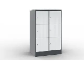 lockerkast cil.slot 1255x770x640mm 2x3 vakken RAL7021 front RAL7035 - 1