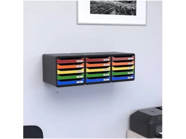 Module de classement Big Box Plus 5 tiroirs Black Office - Noir/orange