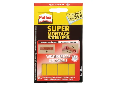 Supermontagestrip Pattex 2kg verwijderbaar 10 stuks