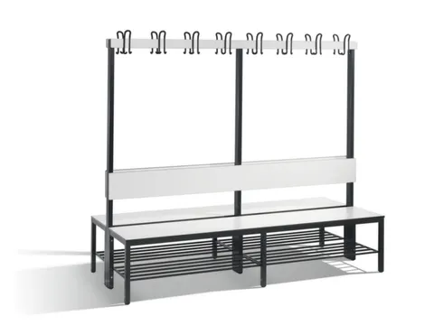 omkleedbank,HxLxD 1650x2000x760mm,HPL wit,frame staal RAL7021