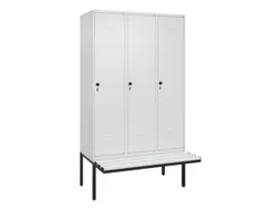 locker met bank,HxBxD 2120x1200x815mm,3vak,vak B 400mm,draaigrendel