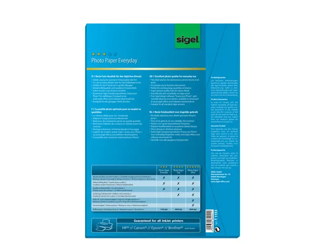 inkjetfotopapier Sigel A4 wit hoogglans 195 gram 20+20 vel gratis