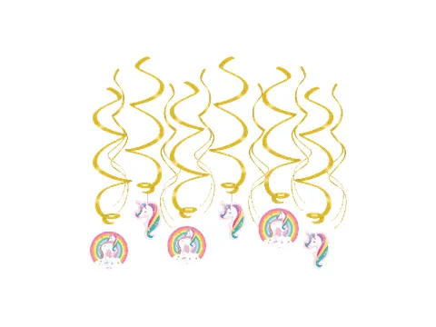 Hangdecoratie 70cm Party Swirl Unicorn 12 stuks