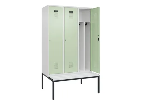 locker met bank,voor scheiding van kleding,HxBxD 2120x1200x815mm,3vak