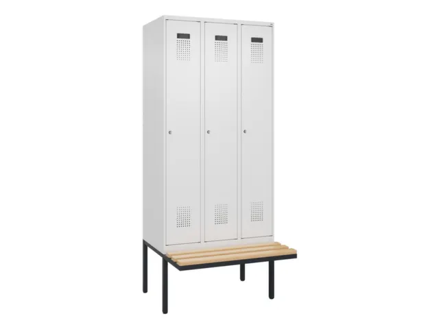 locker met bank,voor scheiding van kleding,HxBxD 2120x900x815mm,3vak