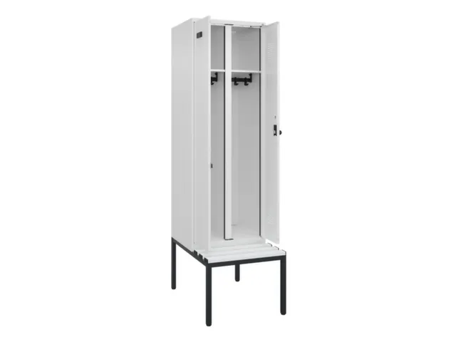 locker met bank,voor scheiding van kleding,HxBxD 2120x600x815mm,2vak