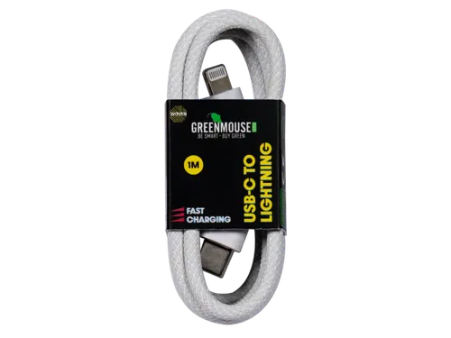 Kabel Green Mouse USB-C to Lightning data Woven 1m blisterverpakking