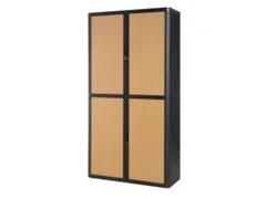 Roldeurkast HxBxD 2040x1100x415mm 4 Oh Romp Zwart Front Beuken