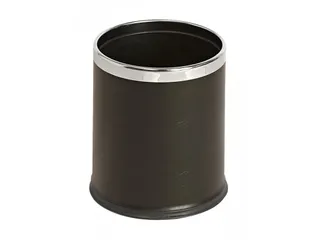 Ronde Dubbelwandige Papierbak Lederlook Zwart Chroom 10 Liter - 1