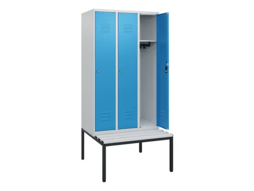 locker met bank,HxBxD 1950x900x815mm,3vak,vak B 300mm,cil.-slot