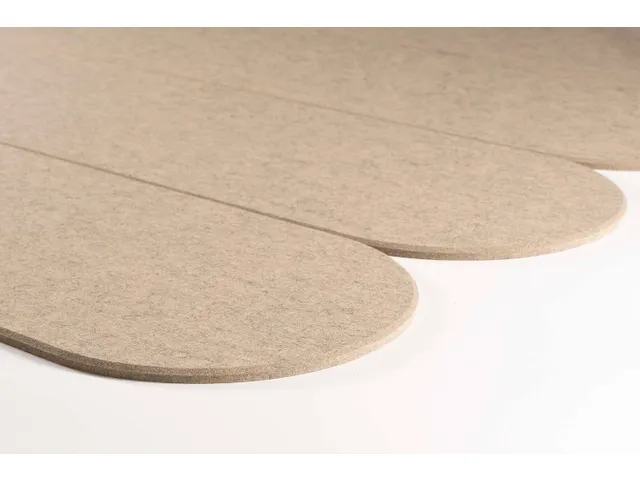 Akoestische PET-vilt ovale stroken beige 30x120cm 6 stuks
