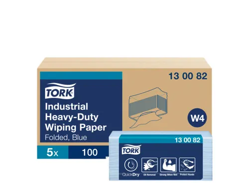 Reinigingsdoek Tork 130082 Heavy-Duty W4 gevouwen 100 vel blauw 130082