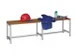 banc-patère,LxP 1500x370mm,barrettes en bois hêtre,piètement RAL703