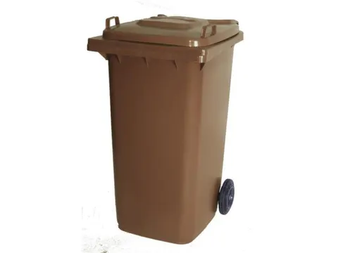 Vuilcontainer PE 240 liter HxBxD 1100x580x740mm met wielen bruin