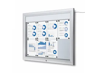 Outdoor mededelingenbord 8x A4 met logopaneel LED verlicht - 1